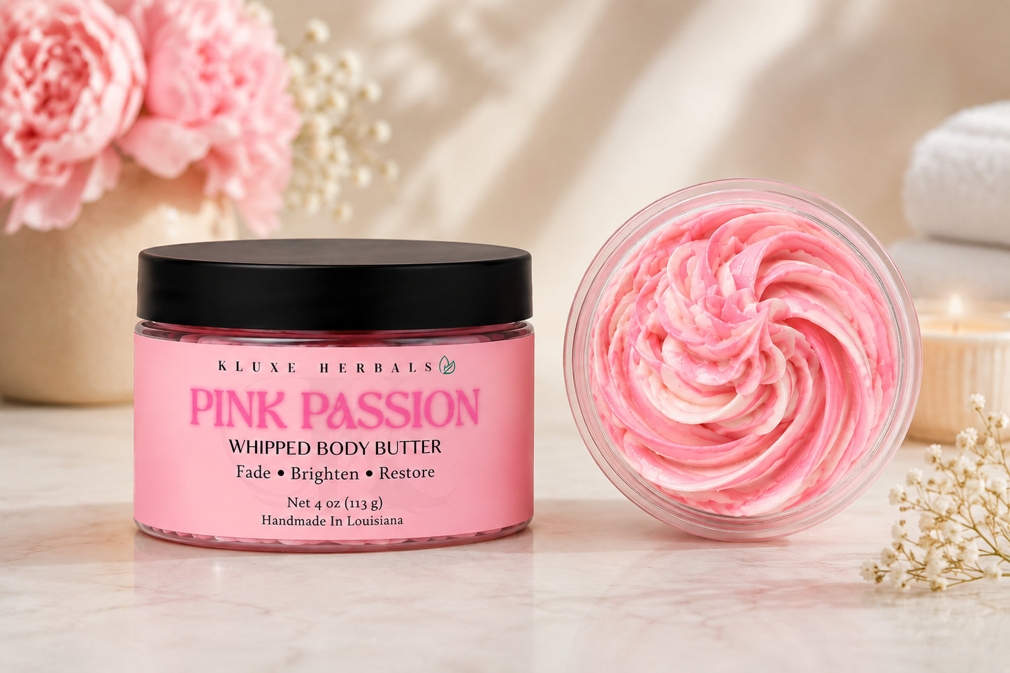 Pink Passion Whipped Body Butter – Dark Spot Corrector & Skin Brightening Herbal Blend